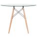Mesa de jantar redonda Eames Eiffel - Wood - Tampo de vidro - 100 cm