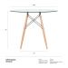 Mesa de jantar redonda Eames Eiffel - Wood - Tampo de vidro - 100 cm