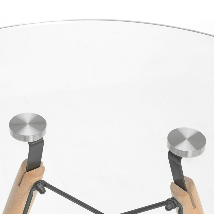 Mesa de jantar redonda Eames Eiffel - Wood - Tampo de vidro - 80 cm