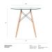 Mesa de jantar redonda Eames Eiffel - Wood - Tampo de vidro - 80 cm