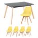 Mesa de jantar retangular 80 x 120 cm preto + 4 cadeiras Leda amarelo