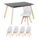 Mesa de jantar retangular 80 x 120 cm preto + 4 cadeiras Leda branco