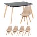 Mesa de jantar retangular 80 x 120 cm preto + 4 cadeiras Leda nude