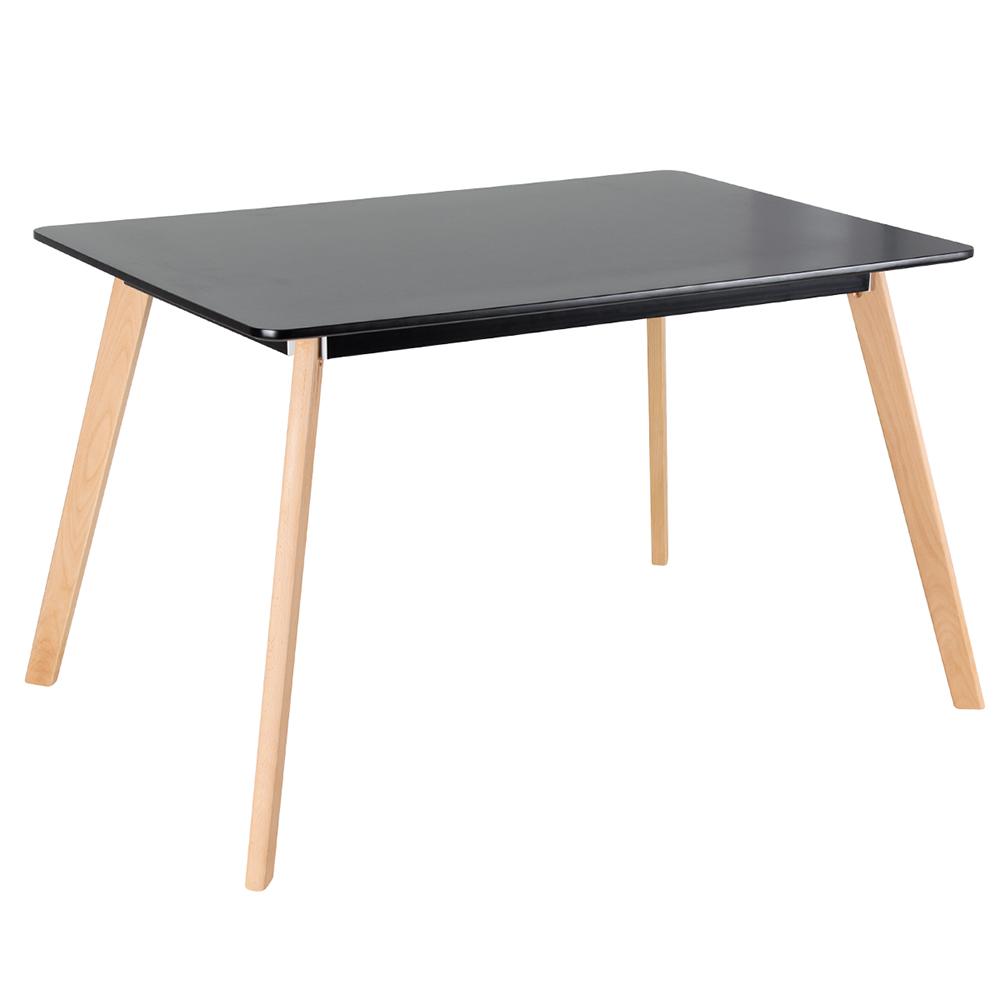 Mesa de jantar retangular 80 x 120 cm preto + 4 cadeiras Leda vermelho
