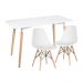 Mesa de jantar retangular Eames 60 x 120 cm branco + 2 cadeiras Eiffel DSW Branco