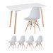 Mesa de jantar retangular Eames 60 x 120 cm branco + 4 cadeiras Eiffel DSW Cinza claro