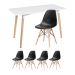 Mesa de jantar retangular Eames 60 x 120 cm branco + 4 cadeiras Eiffel DSW Preto