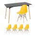Mesa de jantar retangular Eames 60 x 120 cm preto + 4 cadeiras Eiffel DSW Amarelo