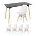 Mesa de jantar retangular Eames 60 x 120 cm preto + 4 cadeiras Eiffel DSW Branco