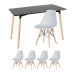 Mesa de jantar retangular Eames 60 x 120 cm preto + 4 cadeiras Eiffel DSW Cinza claro