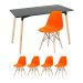Mesa de jantar retangular Eames 60 x 120 cm preto + 4 cadeiras Eiffel DSW Laranja