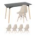 Mesa de jantar retangular Eames 60 x 120 cm preto + 4 cadeiras Eiffel DSW Nude