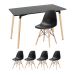 Mesa de jantar retangular Eames 60 x 120 cm preto + 4 cadeiras Eiffel DSW Preto