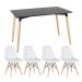 Mesa de jantar retangular Eames 80 x 120 cm + 4 cadeiras Eiffel Botonê Mesa preto com cadeiras branco