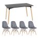Mesa de jantar retangular Eames 80 x 120 cm + 4 cadeiras Eiffel Botonê Mesa preto com cadeiras cinza escuro