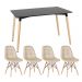 Mesa de jantar retangular Eames 80 x 120 cm + 4 cadeiras Eiffel Botonê Mesa preto com cadeiras nude