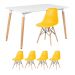 Mesa de jantar retangular Eames 80 x 120 cm + 4 cadeiras Eiffel DSW Mesa branco com cadeiras amarelo