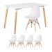 Mesa de jantar retangular Eames 80 x 120 cm + 4 cadeiras Eiffel DSW Mesa branco com cadeiras branco