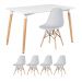 Mesa de jantar retangular Eames 80 x 120 cm + 4 cadeiras Eiffel DSW Mesa branco com cadeiras cinza claro