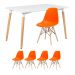 Mesa de jantar retangular Eames 80 x 120 cm + 4 cadeiras Eiffel DSW Mesa branco com cadeiras laranja