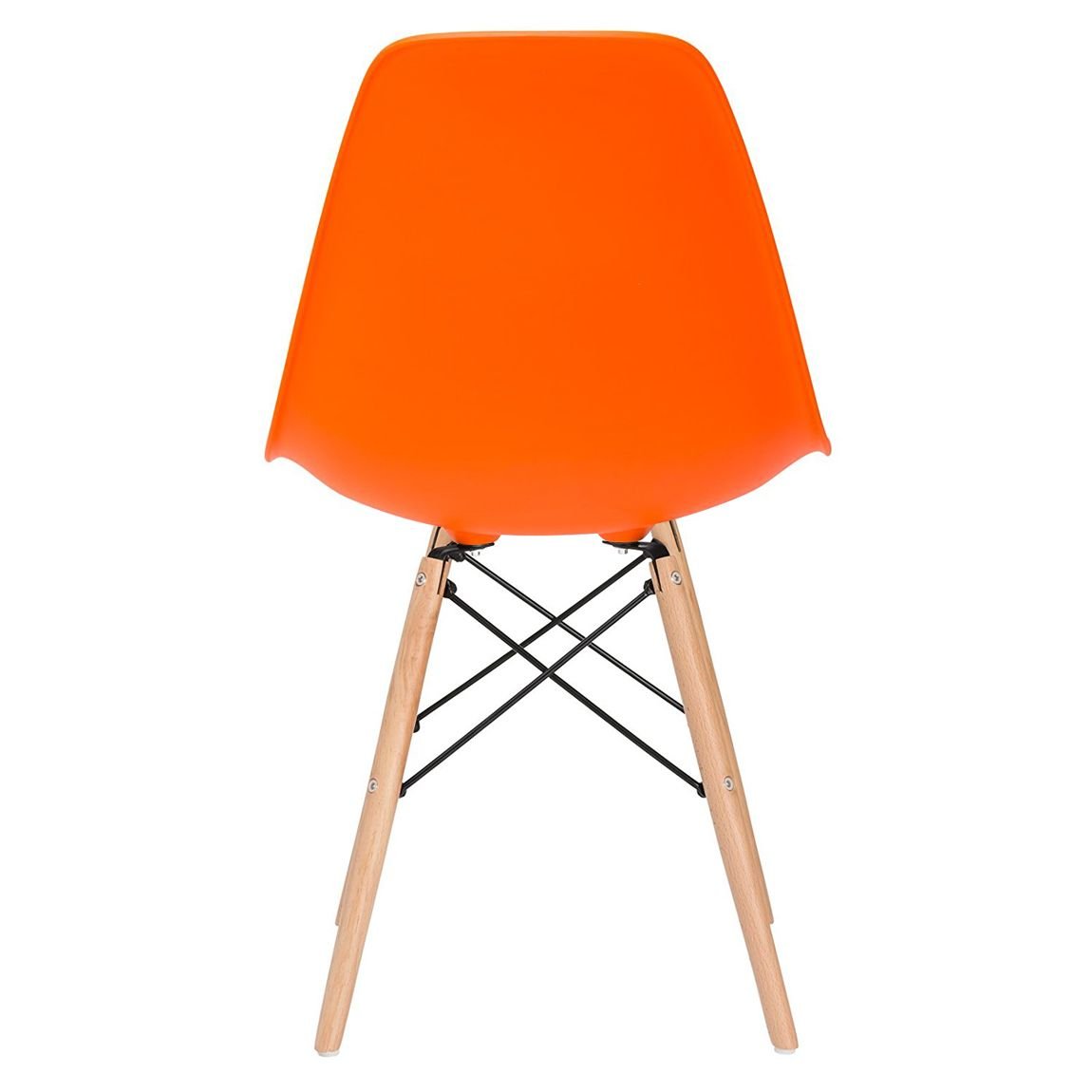 Mesa de jantar retangular Eames 80 x 120 cm + 4 cadeiras Eiffel DSW Mesa branco com cadeiras laranja