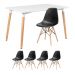 Mesa de jantar retangular Eames 80 x 120 cm + 4 cadeiras Eiffel DSW Mesa branco com cadeiras preto