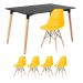 Mesa de jantar retangular Eames 80 x 120 cm + 4 cadeiras Eiffel DSW Mesa preto com cadeiras amarelo