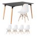 Mesa de jantar retangular Eames 80 x 120 cm + 4 cadeiras Eiffel DSW Mesa preto com cadeiras branco