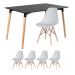 Mesa de jantar retangular Eames 80 x 120 cm + 4 cadeiras Eiffel DSW Mesa preto com cadeiras cinza claro