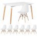 Mesa de jantar retangular Eames 80 x 120 cm + 6 cadeiras Eiffel DSW Mesa branco com cadeiras branco