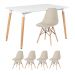 Mesa de jantar retangular Eames 80 x 120 cm branco + 4 cadeiras Eiffel DSW Nude