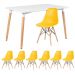Mesa de jantar retangular Eames 80 x 120 cm branco + 6 cadeiras Eiffel DSW Amarelo