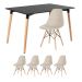 Mesa de jantar retangular Eames 80 x 120 cm preto + 4 cadeiras Eiffel DSW Nude