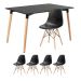 Mesa de jantar retangular Eames 80 x 120 cm preto + 4 cadeiras Eiffel DSW Preto