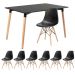 Mesa de jantar retangular Eames 80 x 120 cm preto + 6 cadeiras Eiffel DSW Preto