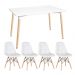 Mesa de jantar retangular Eames 80 x 140 cm + 4 cadeiras Eiffel Botonê Mesa branco com cadeiras branco