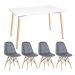 Mesa de jantar retangular Eames 80 x 140 cm + 4 cadeiras Eiffel Botonê Mesa branco com cadeiras cinza escuro