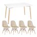 Mesa de jantar retangular Eames 80 x 140 cm + 4 cadeiras Eiffel Botonê Mesa branco com cadeiras nude