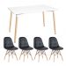 Mesa de jantar retangular Eames 80 x 140 cm + 4 cadeiras Eiffel Botonê Mesa branco com cadeiras preto