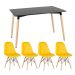 Mesa de jantar retangular Eames 80 x 140 cm + 4 cadeiras Eiffel Botonê Mesa preto com cadeiras amarelo