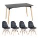 Mesa de jantar retangular Eames 80 x 140 cm + 4 cadeiras Eiffel Botonê Mesa preto com cadeiras preto