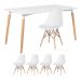 Mesa de jantar retangular Eames 80 x 140 cm + 4 cadeiras Eiffel DSW Mesa branco com cadeiras branco