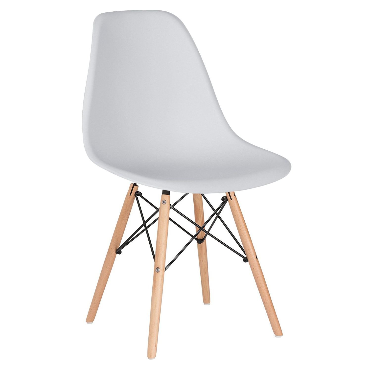 Mesa de jantar retangular Eames 80 x 140 cm + 4 cadeiras Eiffel DSW Mesa branco com cadeiras cinza claro