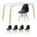 Mesa de jantar retangular Eames 80 x 140 cm + 4 cadeiras Eiffel DSW Mesa branco com cadeiras preto