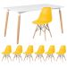 Mesa de jantar retangular Eames 80 x 140 cm + 6 cadeiras Eiffel DSW Mesa branco com cadeiras amarelo