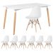 Mesa de jantar retangular Eames 80 x 140 cm + 6 cadeiras Eiffel DSW Mesa branco com cadeiras branco