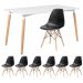 Mesa de jantar retangular Eames 80 x 140 cm + 6 cadeiras Eiffel DSW Mesa branco com cadeiras preto
