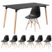 Mesa de jantar retangular Eames 80 x 140 cm + 6 cadeiras Eiffel DSW Mesa preto com cadeiras preto