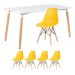 Mesa de jantar retangular Eames 80 x 140 cm branco + 4 cadeiras Eiffel DSW Amarelo