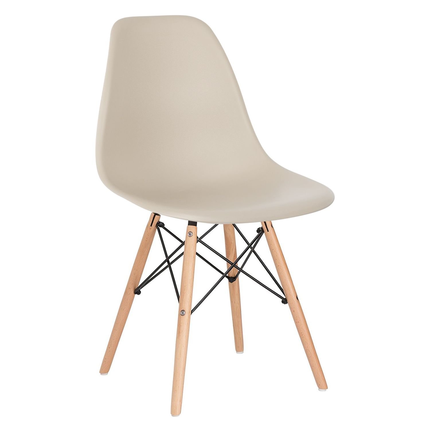 Mesa de jantar retangular Eames 80 x 140 cm branco + 6 cadeiras Eiffel DSW Nude